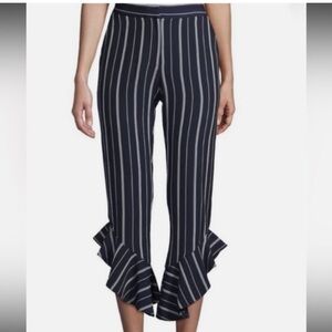 Striped Ruffle Hem Crop Pants